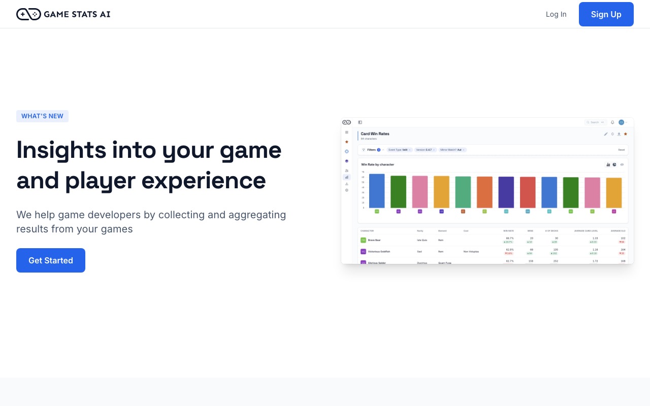 Game Stats AI website screenshot